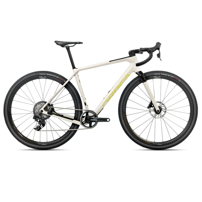 2025 Orbea TERRA M21eTEAM 1X Gravel ROAD BIKE - X-Large, Ivory White - Spicy Lime (Gloss)