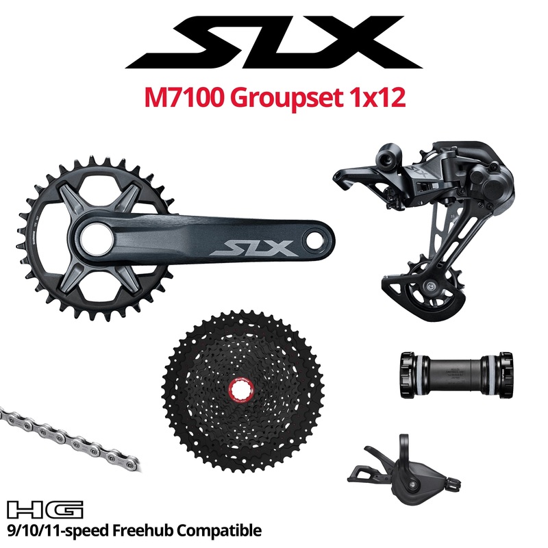 Shimano SLX M7100 Groupset, 1x12, w/ crankset - HG 9/10/11s Freehub Compatible