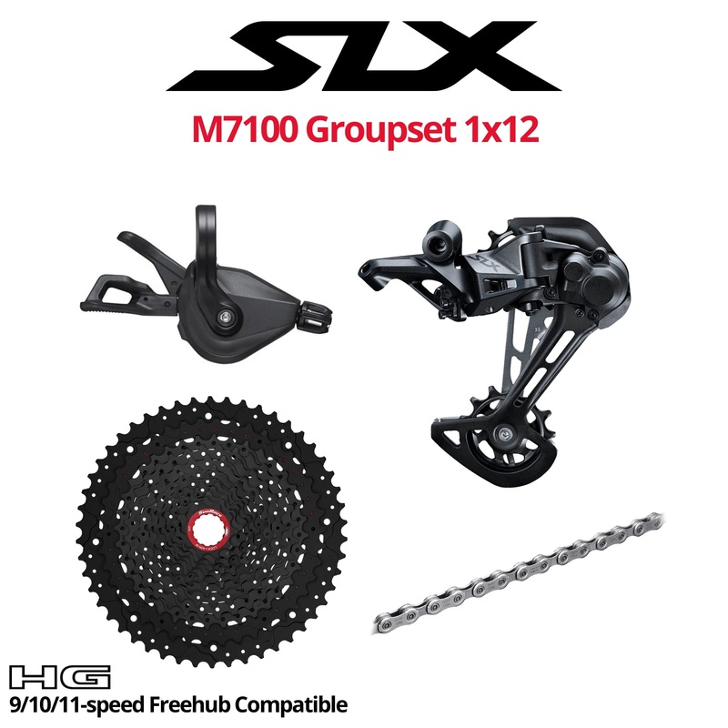 Shimano SLX M7100 Groupset, 1x12, w/o crankset - HG 9/10/11s Freehub Compatible