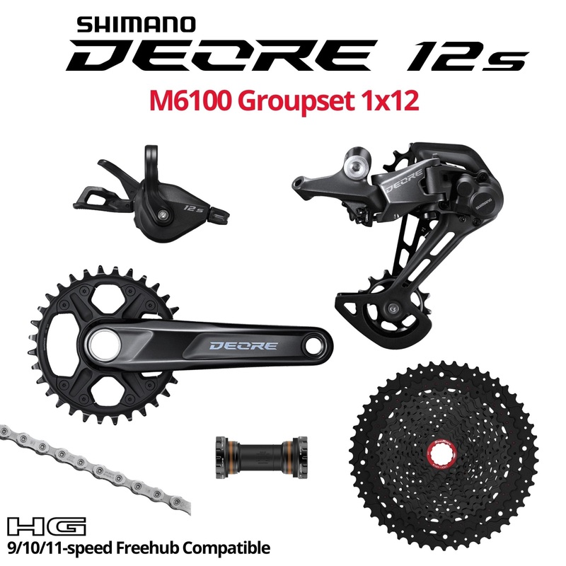 Shimano Deore 12s M6100 Groupset, 1x12, w/ crankset -  HG 9/10/11s Freehub Compatible
