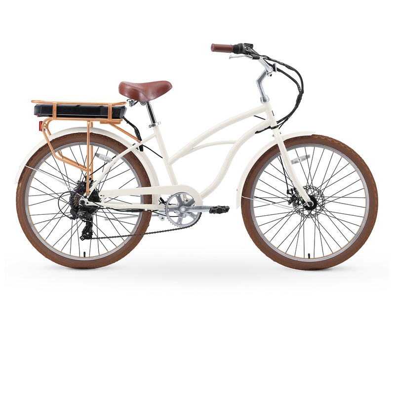 sixthreezero Around the Block Women's NEW 26" 500W 7-Speed Beach Cruiser Bicycle with Rear Rack