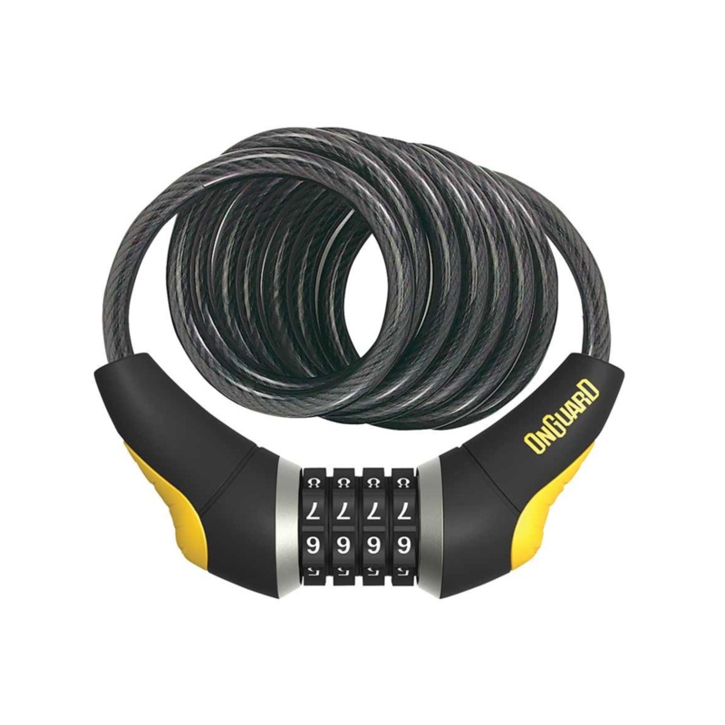 OnGuard, Doberman 8031, Coil cable with combination lock, 12mm x 185cm (12mm x 6')
